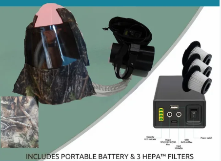 12V + LB Series White Hard Hat w/Camo Hood